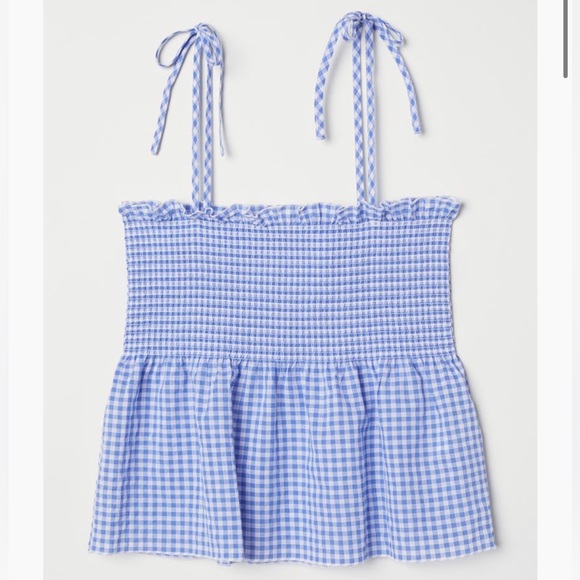 H&M blue and white checkered top | Size:4 - Picture 1 of 2